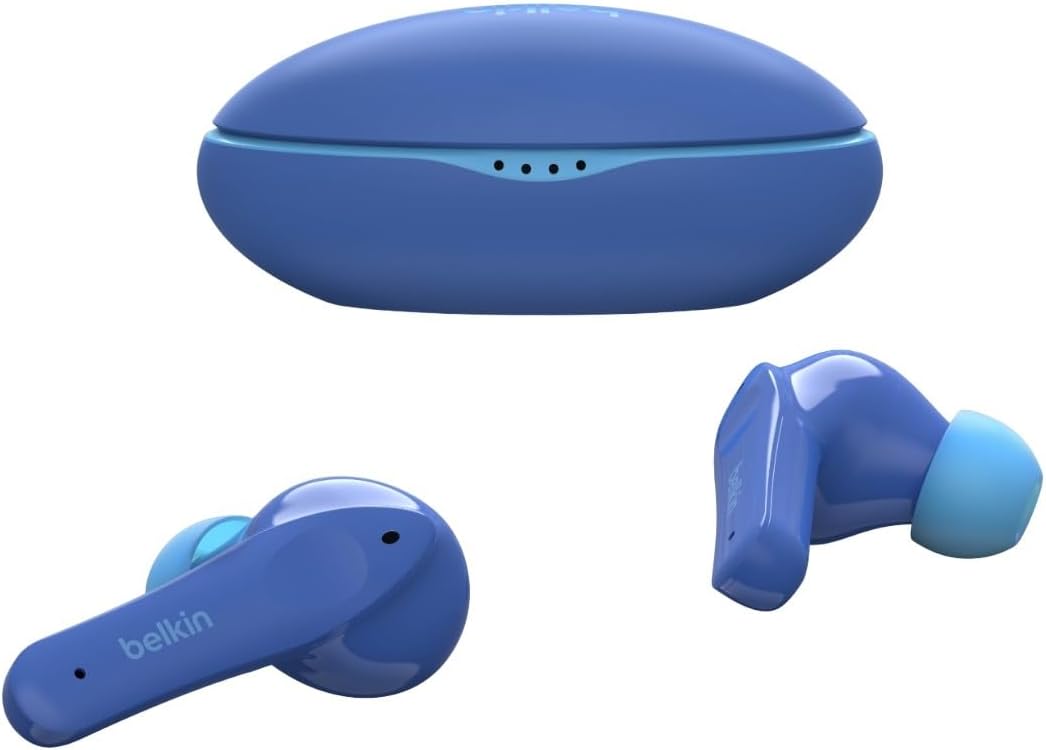 Belkin SoundForm Mini - Wireless Bluetooth Headphones for Kids with 30H Battery Life, 85dB Safe Volume Limit, Built-in Microphone - Kids On-Ear Earphones for iPhone, iPad, Fire Tablet & More - Blue