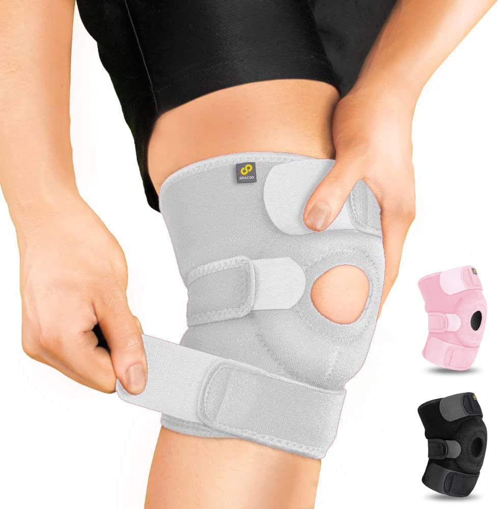Bracoo Knee Support Brace for Men Women, Adjustable Compression Sleeve Wrap Patellar Pad Tendon - Arthritis Pain, meniscus tear, Injury Recovery, Running, Workout, KS10