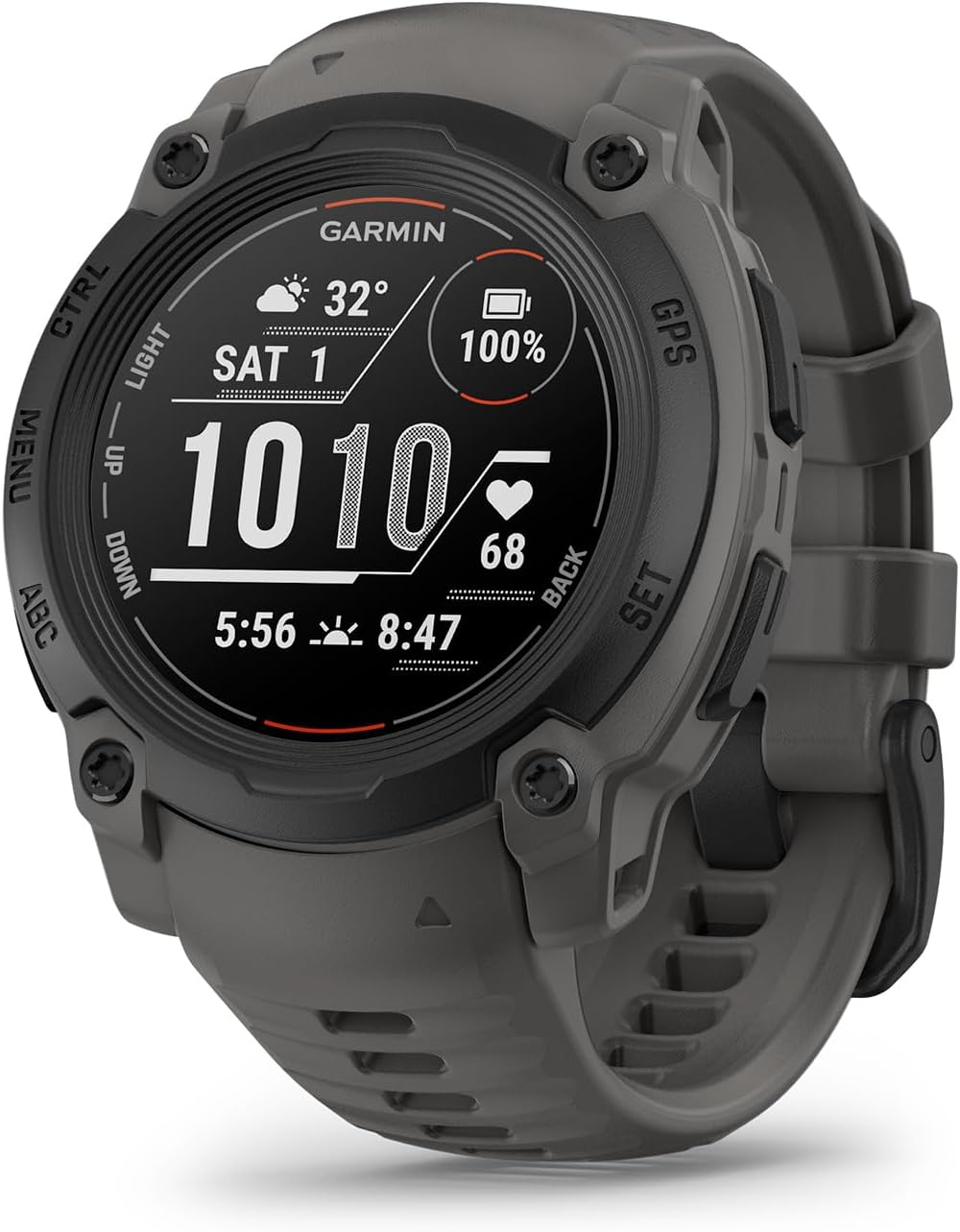 Garmin Instinct® 3 45mm, AMOLED Display, Rugged Outdoor GPS Smartwatch, Metal-Reinforced Bezel, Built-in Flashlight, Up to 18 Days of Battery Life, Black