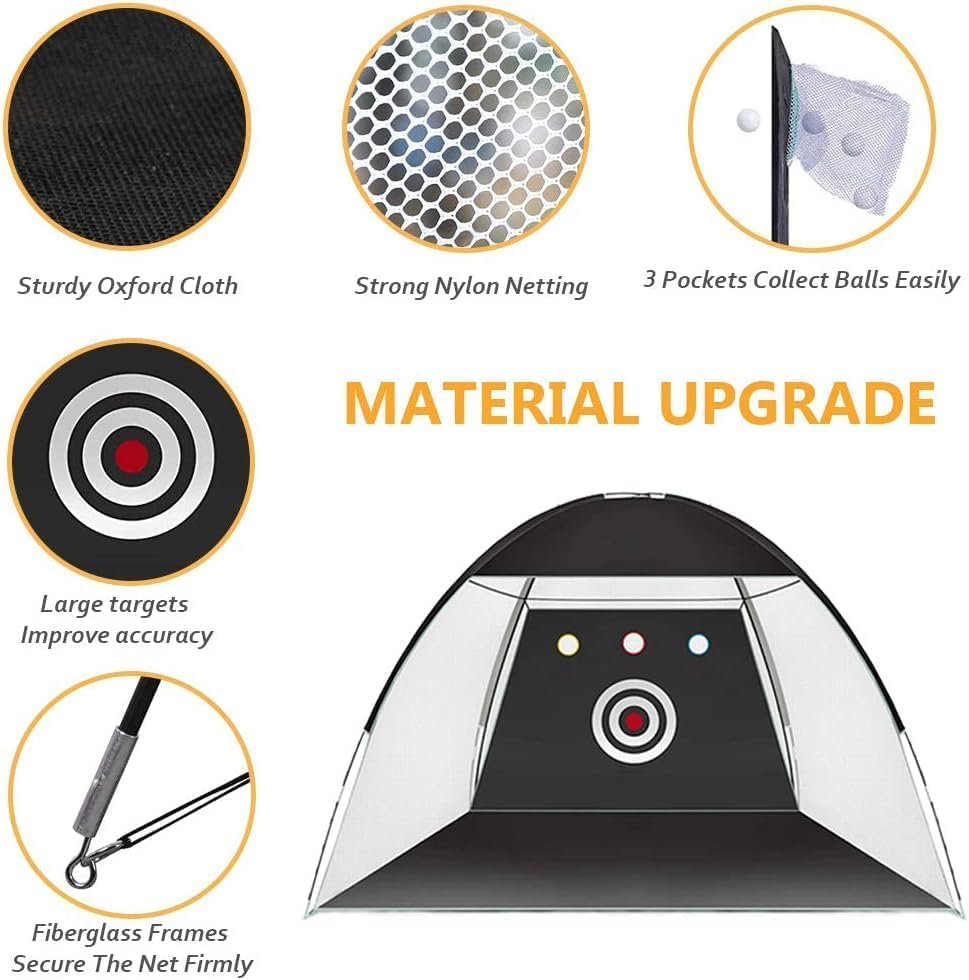 Golf Net, Easy POP UP Golf Practice Hitting Nets with Turf Mat, Easy to Install 10x7.5FT All in 1 Hitting Aid Backyard Driving Chipping Swing Training, Idea Gifts for Men