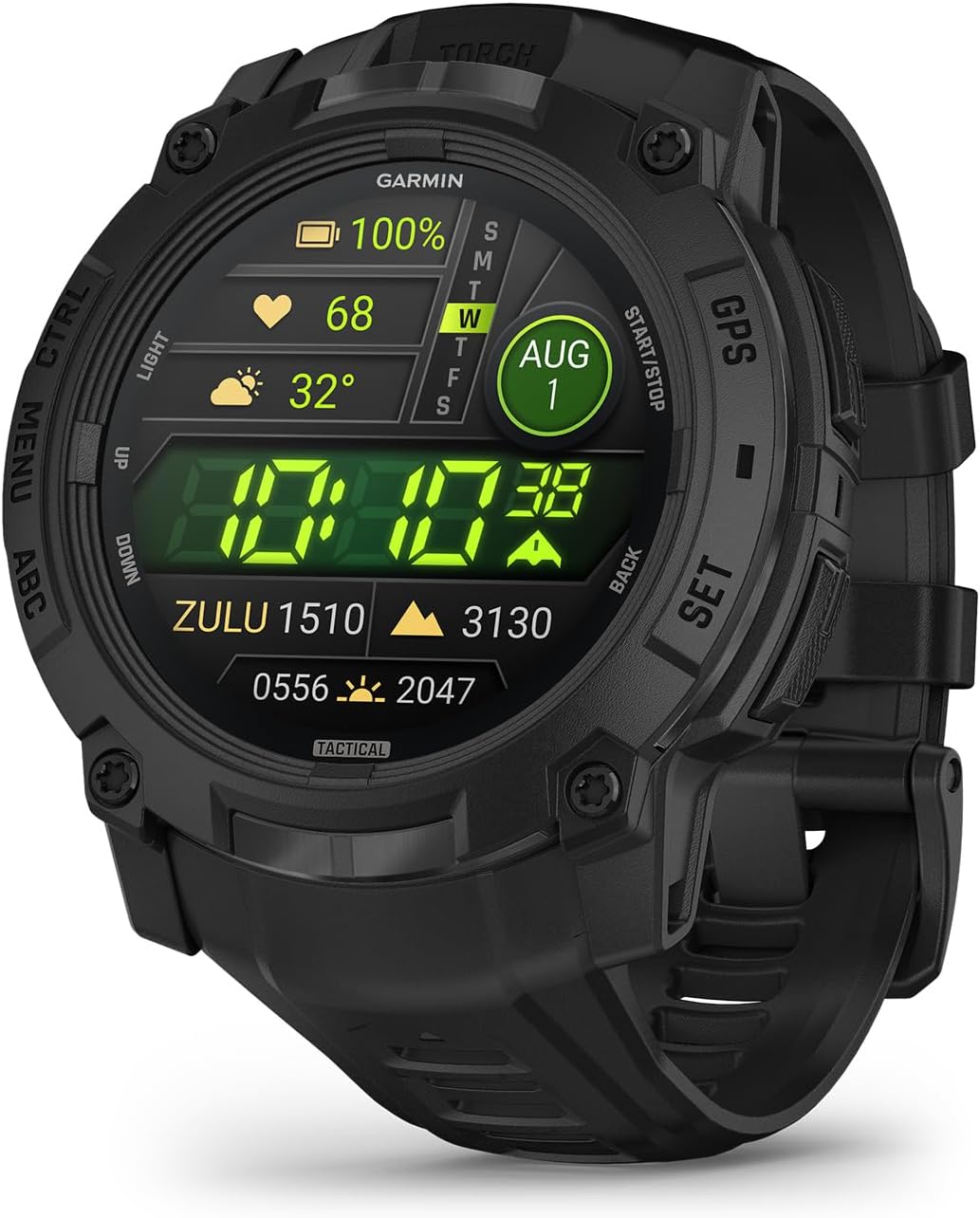 Garmin Instinct® 3 45mm, AMOLED Display, Rugged Outdoor GPS Smartwatch, Metal-Reinforced Bezel, Built-in Flashlight, Up to 18 Days of Battery Life, Black
