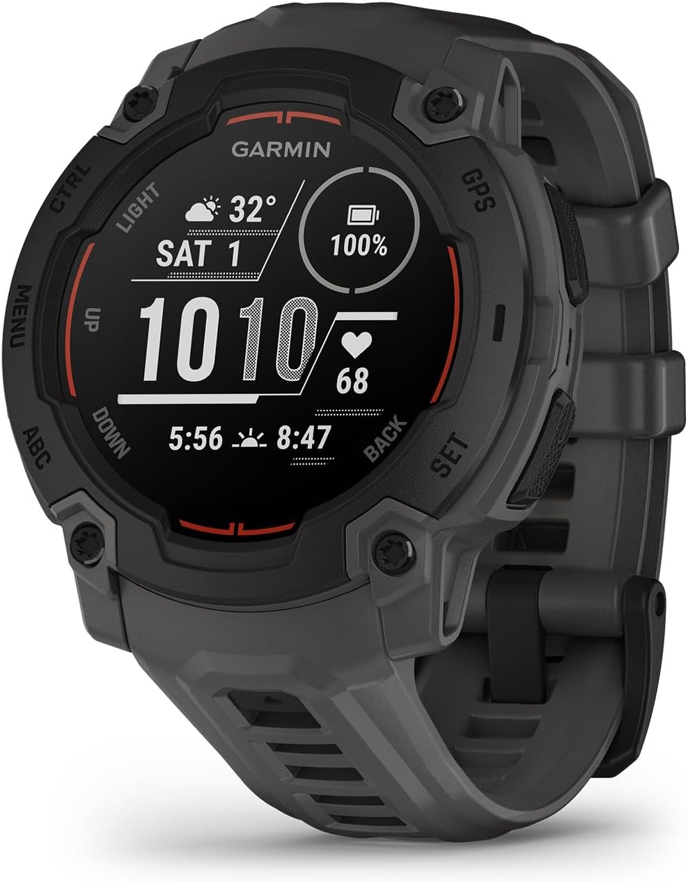 Garmin Instinct® 3 45mm, AMOLED Display, Rugged Outdoor GPS Smartwatch, Metal-Reinforced Bezel, Built-in Flashlight, Up to 18 Days of Battery Life, Black