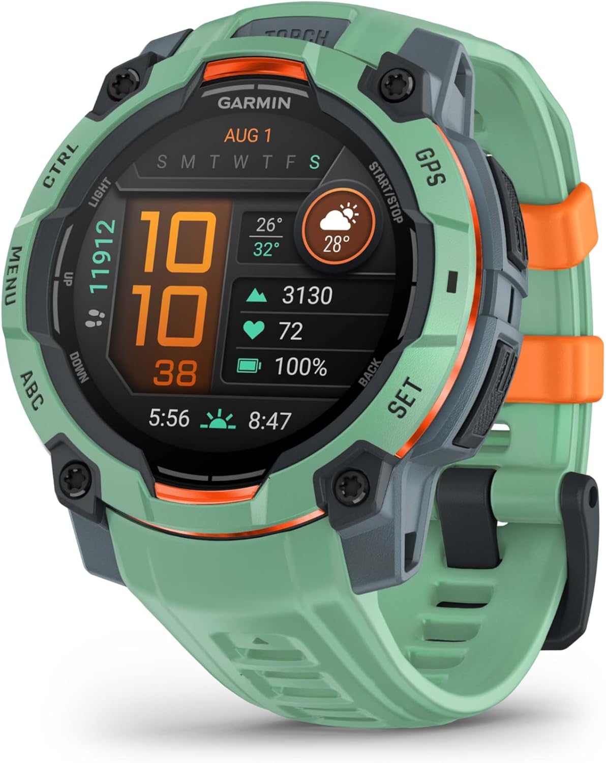 Garmin Instinct® 3 45mm, AMOLED Display, Rugged Outdoor GPS Smartwatch, Metal-Reinforced Bezel, Built-in Flashlight, Up to 18 Days of Battery Life, Black