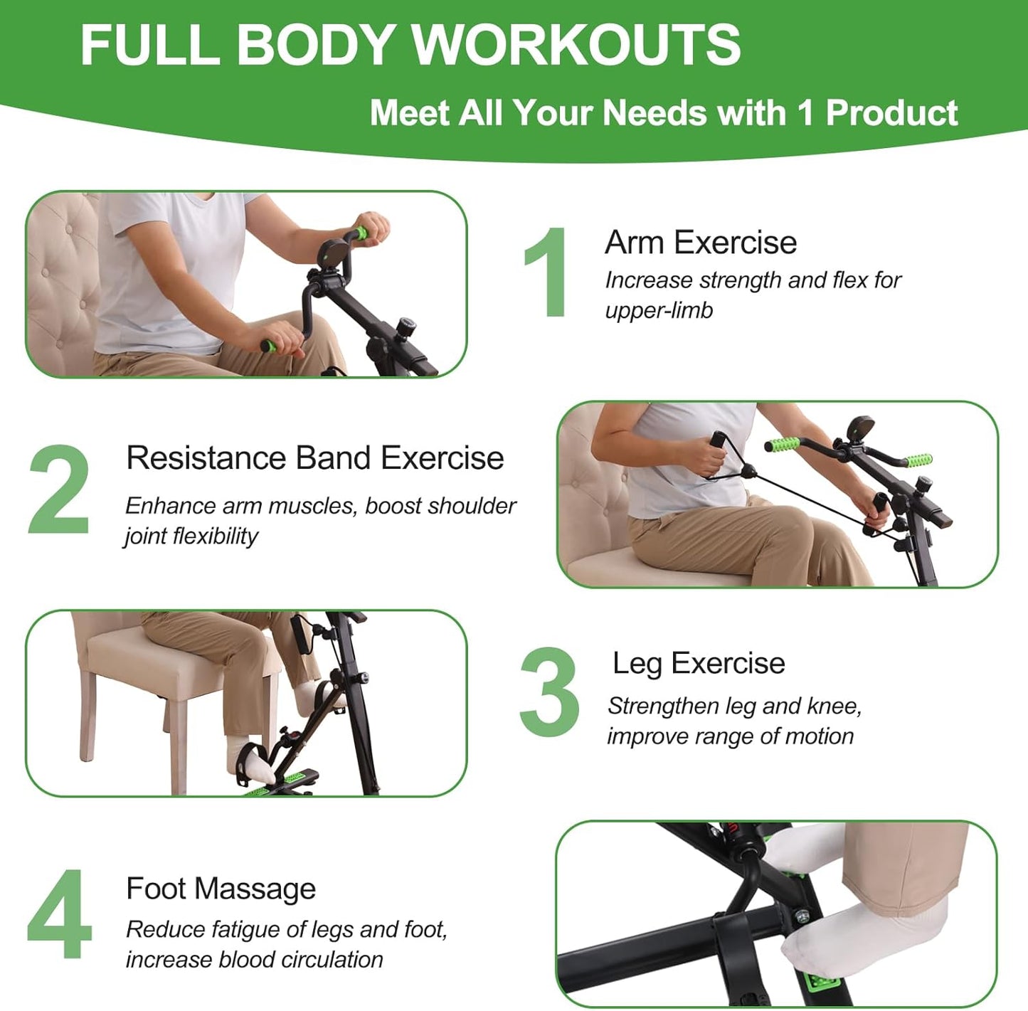 Pedal Exerciser Bike for Seniors, Hand Arm Leg and Knee Physical Therapy Peddler Exercise Equipment, Elderly Recovery Home Exercise Bike for Total Body, Upper and Lower Limb Trainer
