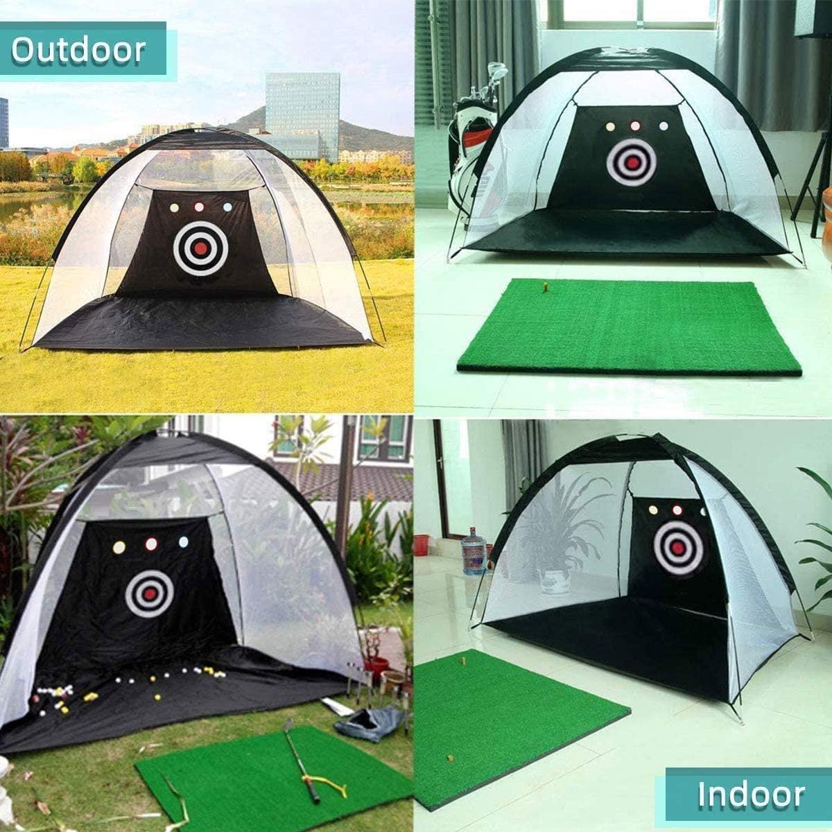 Golf Net, Easy POP UP Golf Practice Hitting Nets with Turf Mat, Easy to Install 10x7.5FT All in 1 Hitting Aid Backyard Driving Chipping Swing Training, Idea Gifts for Men