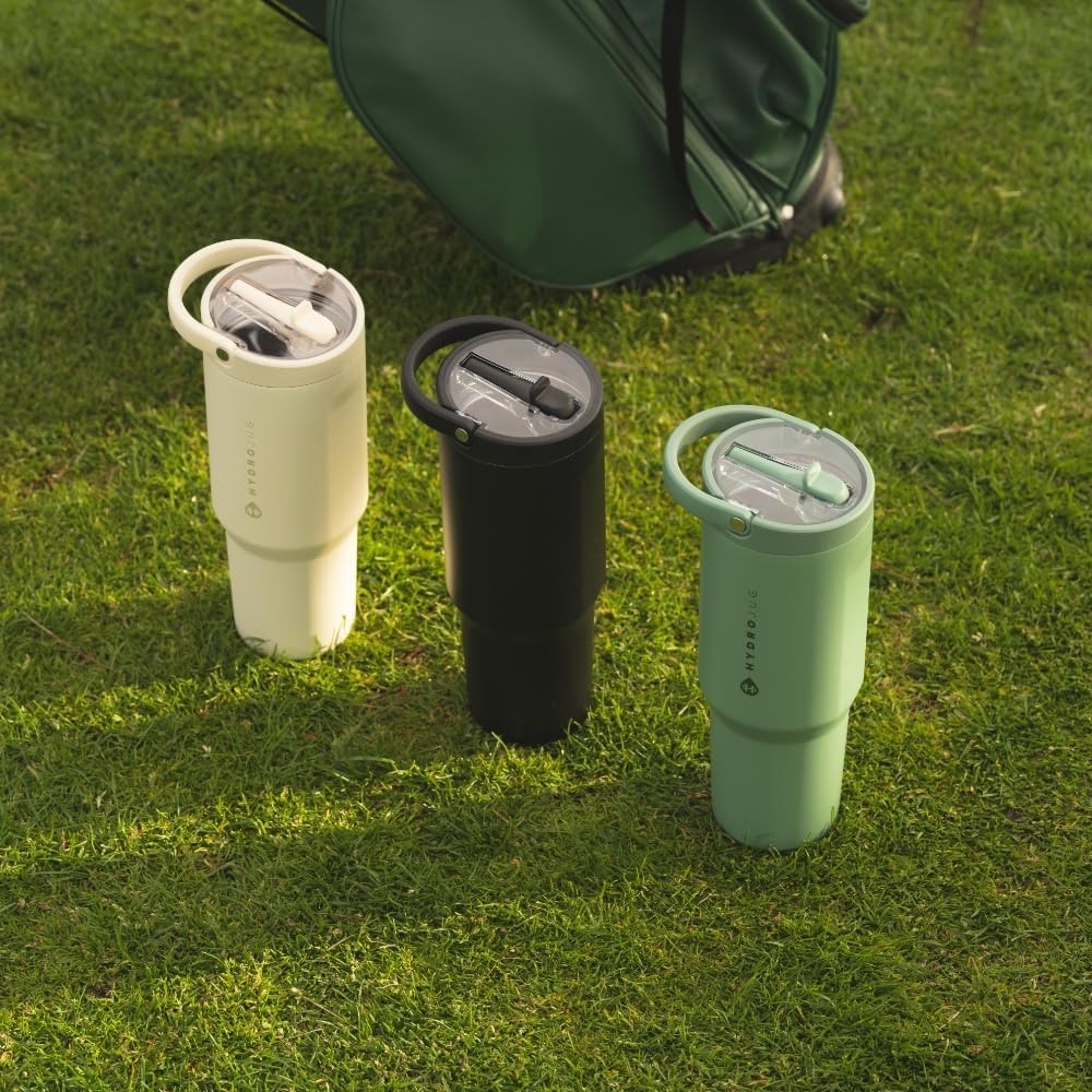 HydroJug Sport - Stainless Steel Tumbler with Straw, Vacuum Insulated, 40oz Leakproof Water Bottle, Ergonomic Design, Reusable, Dishwasher Safe, Rubber Base, Durable for Gym or Outdoors, Sage
