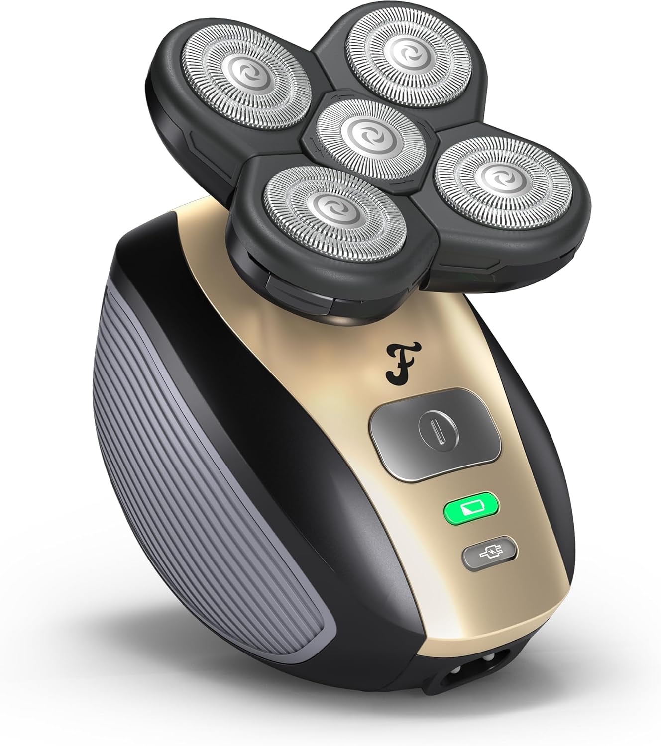 FlexSeries Pro Electric Head & Body Shaver - Mens Cordless Rechargeable Wet/Dry Skull Bald Head Back & Groin Waterproof Razor with Rotary Blades, Clippers, Nose Trimmer, Brush, Massager
