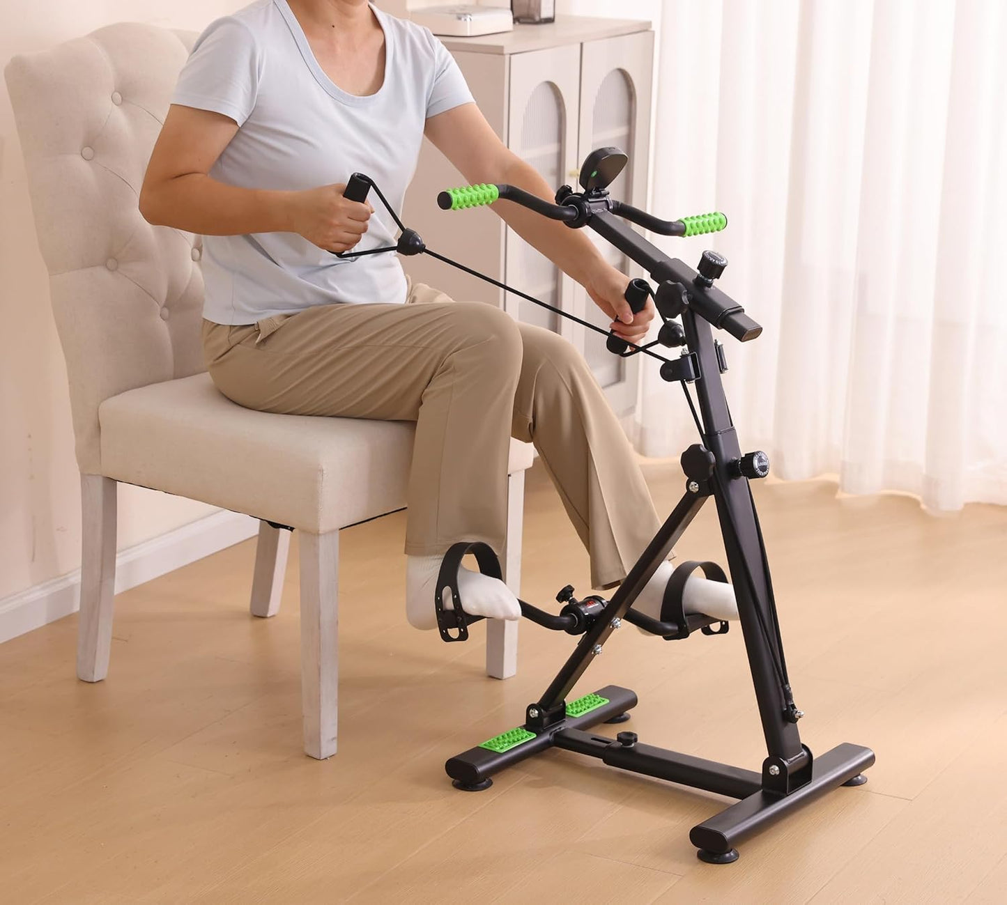 Pedal Exerciser Bike for Seniors, Hand Arm Leg and Knee Physical Therapy Peddler Exercise Equipment, Elderly Recovery Home Exercise Bike for Total Body, Upper and Lower Limb Trainer