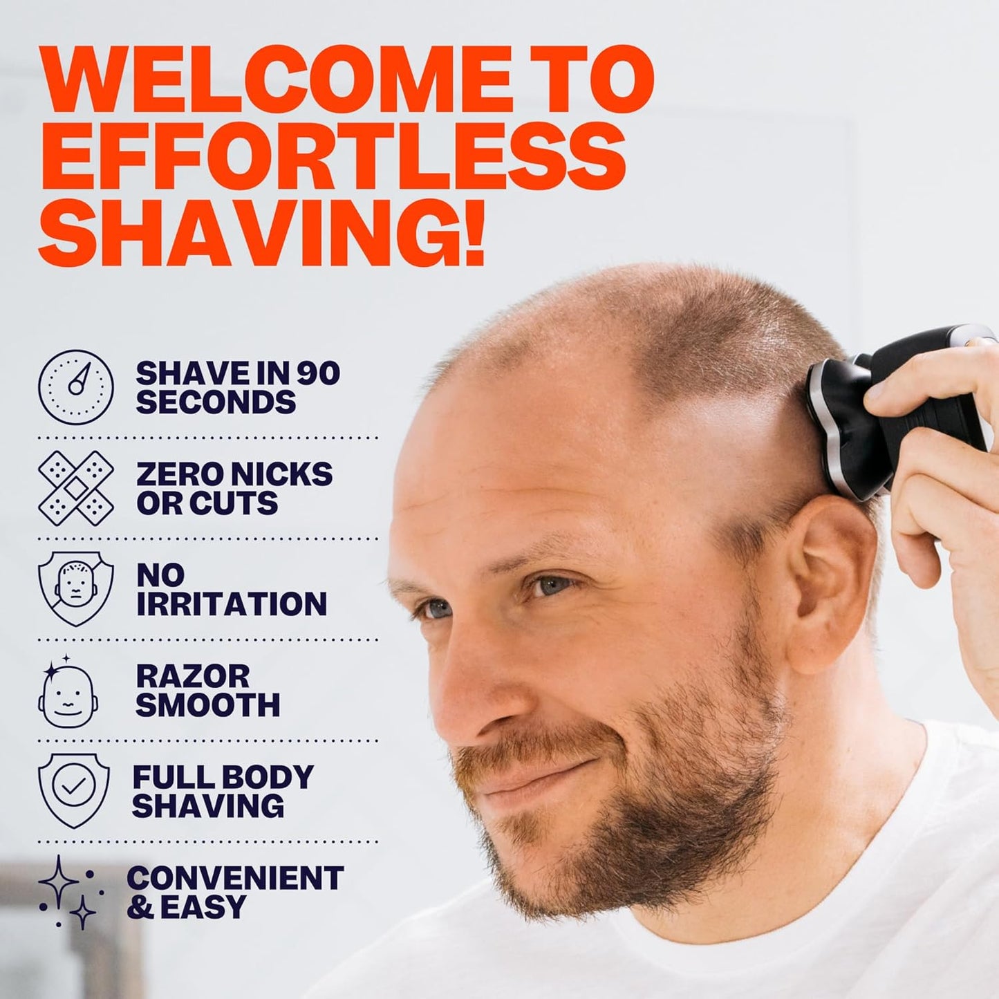 FlexSeries Pro Electric Head & Body Shaver - Mens Cordless Rechargeable Wet/Dry Skull Bald Head Back & Groin Waterproof Razor with Rotary Blades, Clippers, Nose Trimmer, Brush, Massager
