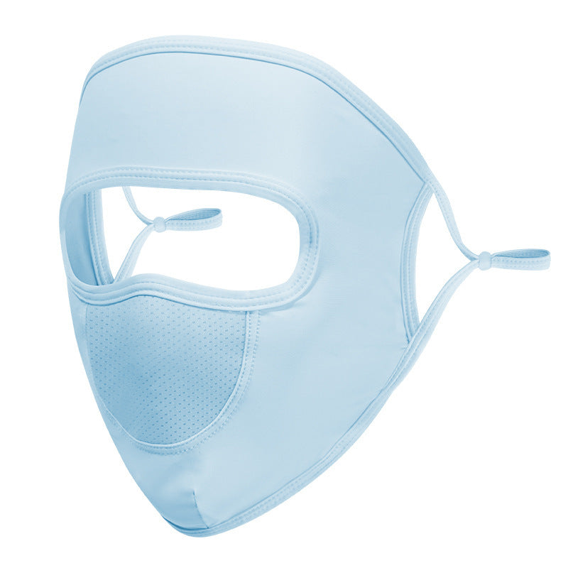 Sunscreen mask, full face sunshade, UV protection, cold silk, cool feeling hanging ears, adjustable thin dustproof and breathable sunscreen mask