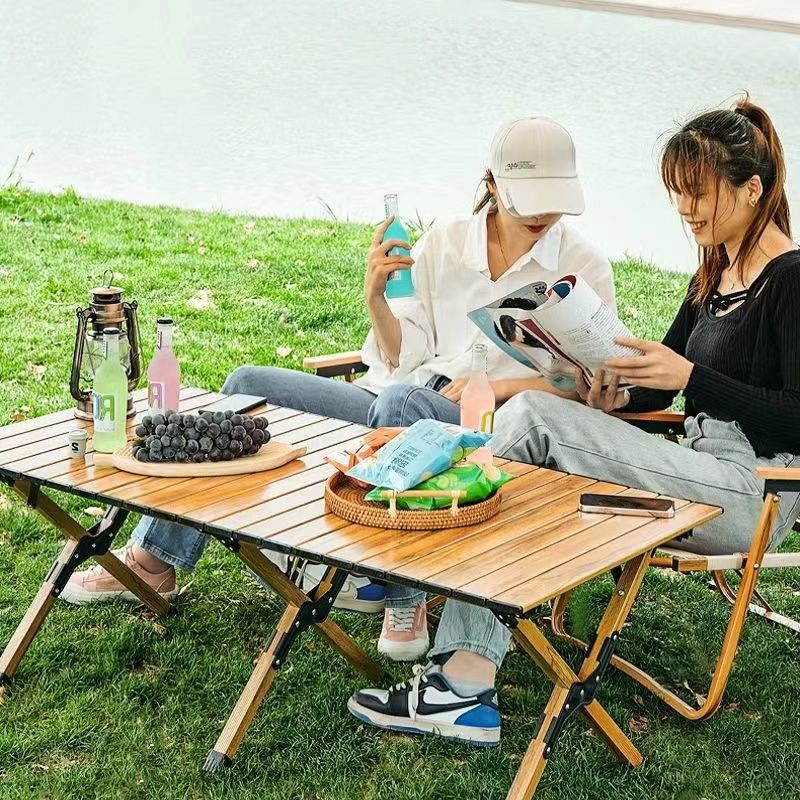 Outdoor folding table and chair egg roll table camping table and chair portable camping picnic table and chair stall table equipment set