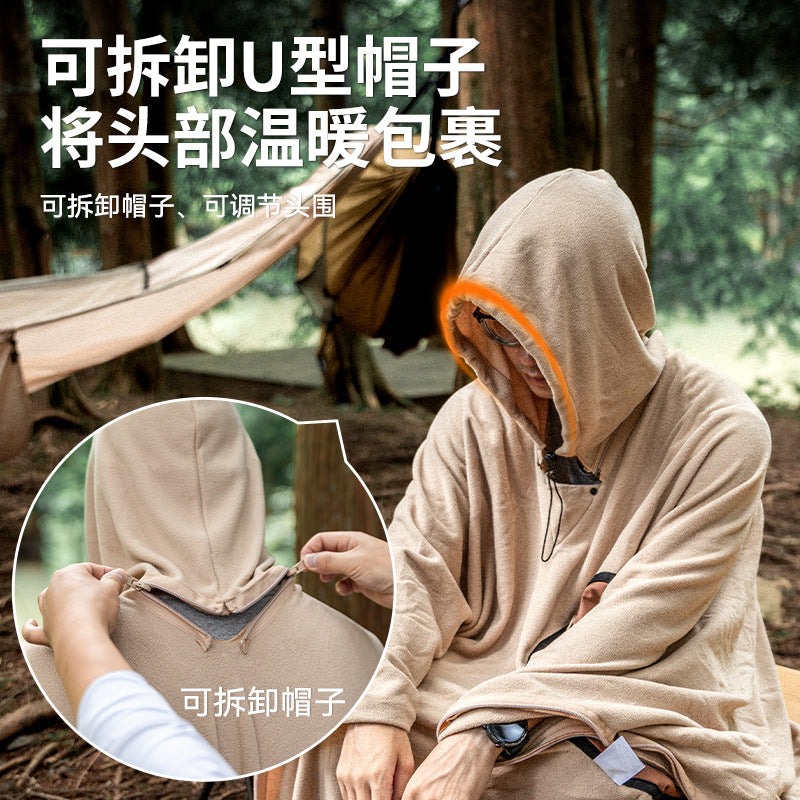 Multi-purpose cape sleeping bag outdoor camping fleece travel dirty sleeping bag warm wearable adult cape sleeping bag