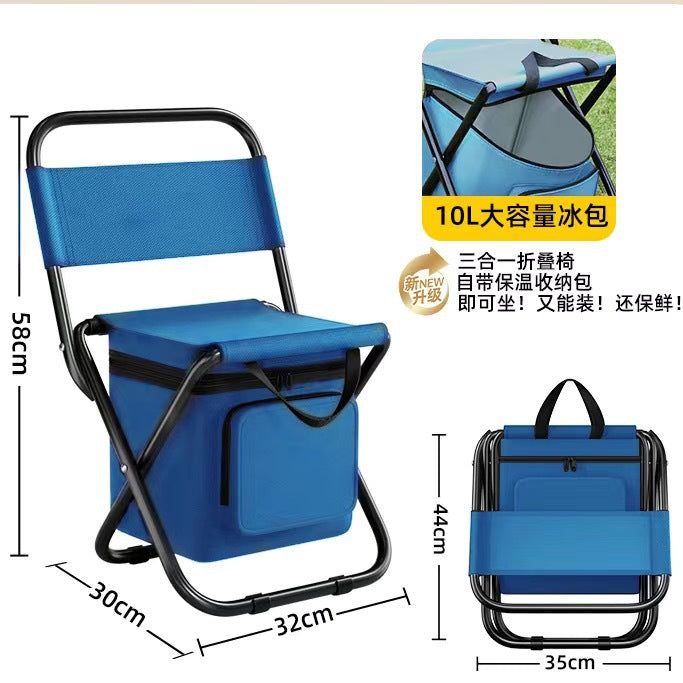 Portable outdoor folding chair three-in-one leisure chair outdoor camouflage pony camping fishing ice bag chair