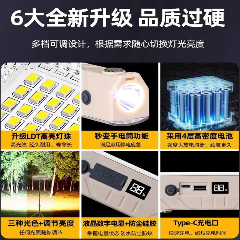 USB charging camping light stall night market light tube outdoor long battery life waterproof tent light led emergency light