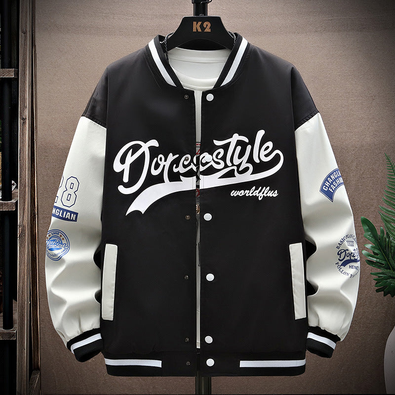 Baseball jersey men's 2025 spring new stand-up collar loose casual teen trend jacket student sports jacket