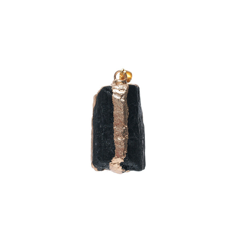 European and American cross-border amethyst crystal pendant necklace natural crystal irregular crystal pendant pink crystal gold-plated hemming