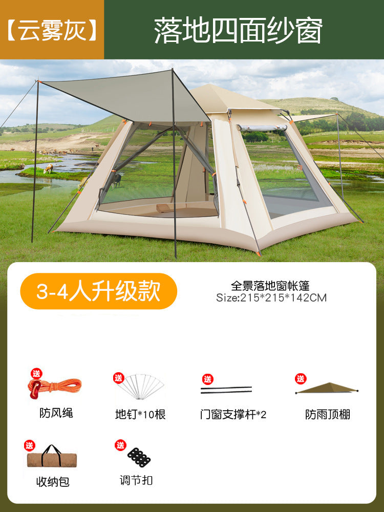 Tent Outdoor Automatic Thickened Quick Open Windproof Rainstorm Park Outdoor Camping Portable Foldable Tent Sunscreen