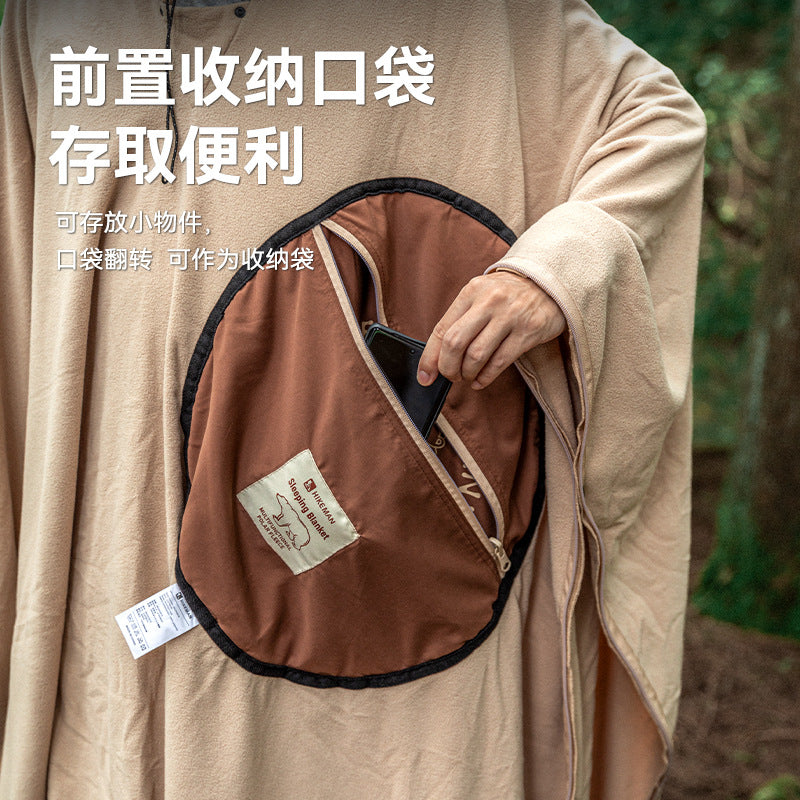 Multi-purpose cape sleeping bag outdoor camping fleece travel dirty sleeping bag warm wearable adult cape sleeping bag