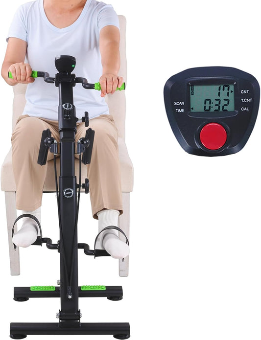 Pedal Exerciser Bike for Seniors, Hand Arm Leg and Knee Physical Therapy Peddler Exercise Equipment, Elderly Recovery Home Exercise Bike for Total Body, Upper and Lower Limb Trainer