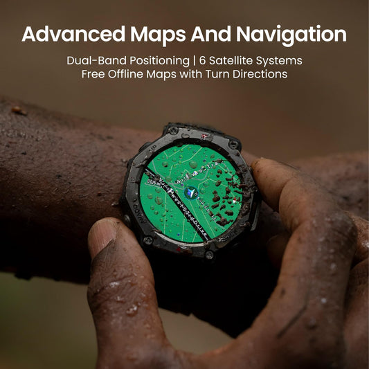 Amazfit T-Rex 3 Outdoor Smart Watch 48mm AMOLED Display, Offline Maps & Navigation, 6 Satellite Systems Dual Band GPS, 27 Days Battery Life, 170+ Sports Mode, 45m Freediving for Android, iPhone
