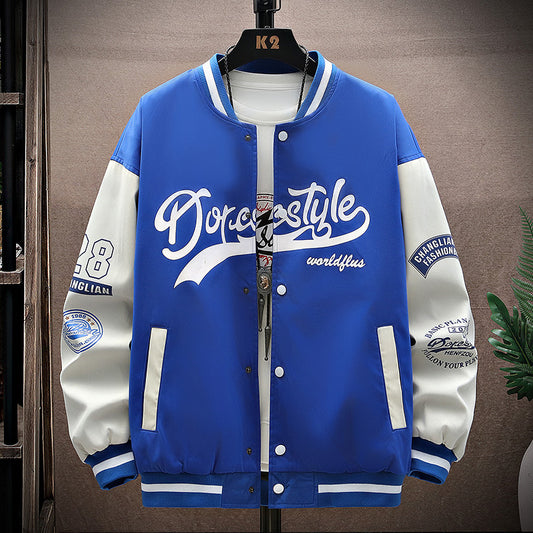 Baseball jersey men's 2025 spring new stand-up collar loose casual teen trend jacket student sports jacket