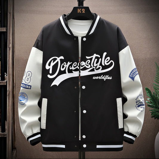 Baseball jersey men's 2025 spring new stand-up collar loose casual teen trend jacket student sports jacket